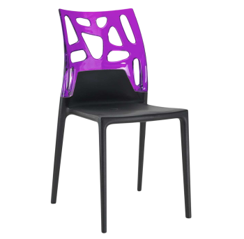 Стул Papatya Ego-Rock черное сиденье, верх прозрачно-пурпурный