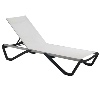 Шезлонг Papatya Wave антрацит 22, сетка белая 5001