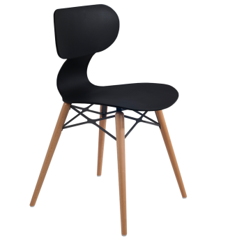 Стул Papatya Yugo-S Wox черный, ножки бук натуральный лак