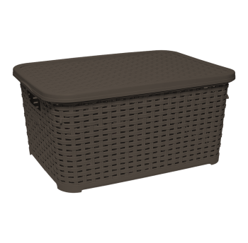 Корзина под ротанг с крышкой 10 л темно-коричневая