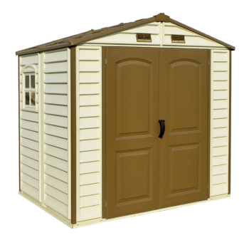 Сарай пластиковий StoreAll 245x168x220 см слонова кістка, коричний дах