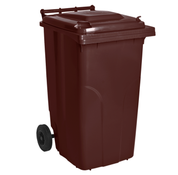 Бак для сміття на колесах з ручкою 240 л темно-коричневий