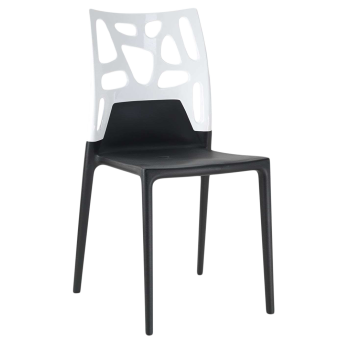 Стул Papatya Ego-Rock черное сиденье, верх белый