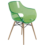 Крісло Papatya Opal-Wox прозоро-зелене, рама натуральний бук