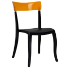 Стілець Papatya Hera-S чорне сидіння, верх прозоро-помаранчевий