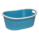 Корзина для белья овальная под ротанг 25 л синяя
