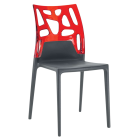 Стул Papatya Ego-Rock антрацит сиденье, верх прозрачно-красный