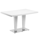 Стіл Tilia Antares 80x120 см стільниця зі скла, база нержавіюча сталь біла слонова кістка