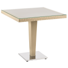 Стіл Tilia Antares 80x80 см стільниця зі скла, база нержавіюча сталь колір кави