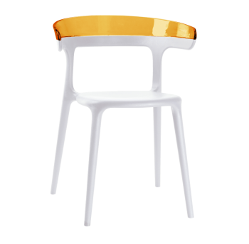 Крісло Papatya Luna біле сидіння, верх прозоро-помаранчевий