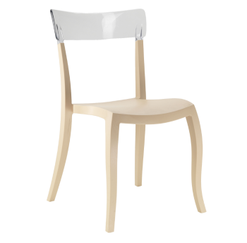 Стул Papatya Hera-S песочно-бежевое сиденье, верх прозрачно-чистый