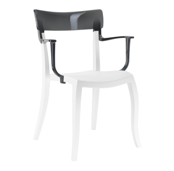 Кресло Papatya Hera-K белое сиденье, верх прозрачно-дымчатый