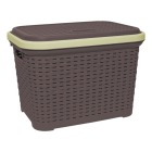 Кошик для білизни під ротанг з кришкою 35 л темно-коричневий