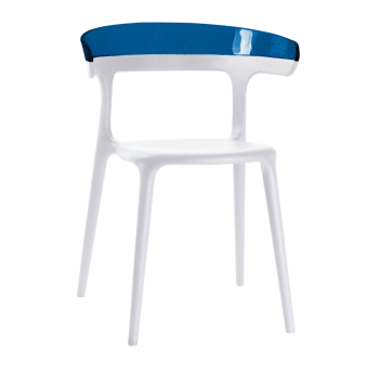 Крісло Papatya Luna біле сидіння, верх прозоро-синій