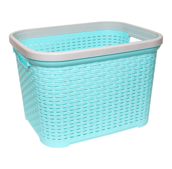 Корзина для белья под ротанг 35 л бирюзовая