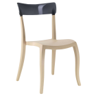 Стілець Papatya Hera-S пісочно-бежеве сидіння, верх прозоро-димчастий