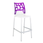 Барний стілець Papatya Ego-Rock біле сидіння, верх прозоро-пурпурний