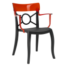 Крісло Papatya Opera-K сидіння чорне, верх прозоро-червоний