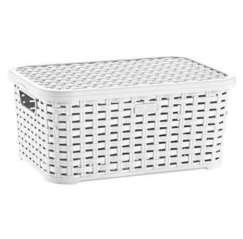 Корзина под ротанг с крышкой 5 л белая