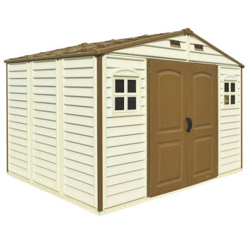 Сарай пластиковий Woodside 325x247x231 см слонова кістка, коричневий дах