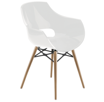 Крісло Papatya Opal-Wox біле, рама натуральний бук