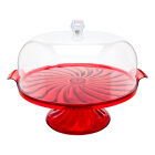Тортовница Кристалл с подставкой красная