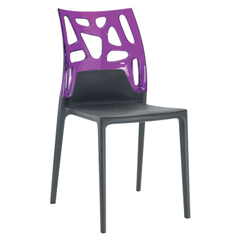 Стул Papatya Ego-Rock антрацит сиденье, верх прозрачно-пурпурный