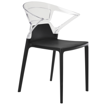 Крісло Papatya Ego-K чорне сидіння, верх прозоро-чистий