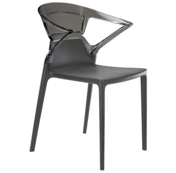 Кресло Papatya Ego-K антрацит сиденье, верх прозрачно-дымчатый