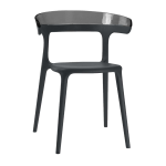 Крісло Papatya Luna чорне сидіння, верх прозоро-димчастий