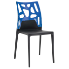 Стілець Papatya Ego-Rock чорне сидіння, верх прозоро-синій