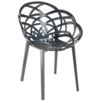 Кресло Papatya Flora прозрачно-дымчатое сиденье, низ антрацит