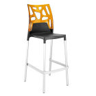 Барний стілець Papatya Ego-Rock антрацит сидіння, верх прозоро-помаранчевий