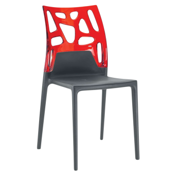 Стул Papatya Ego-Rock антрацит сиденье, верх прозрачно-красный