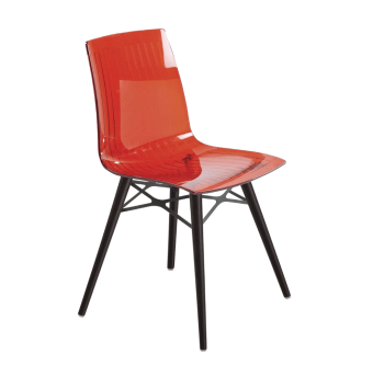 Стул Papatya X-Treme S Wox прозрачно-красный, ножки бук венге лак