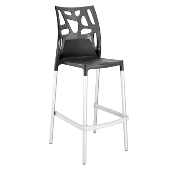 Барний стілець Papatya Ego-Rock антрацит сидіння, верх прозоро-димчастий