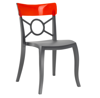 Стілець Papatya Opera-S сидіння антрацит, верх прозоро-темно-червоний