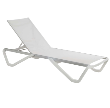 Шезлонг Papatya Wave белый 01, сетка белая 5001