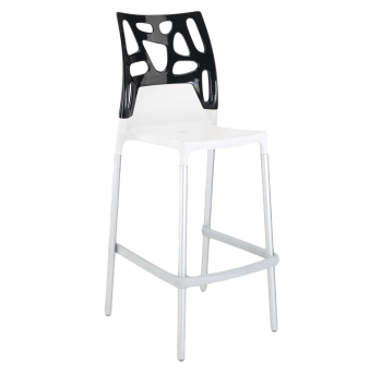 Барний стілець Papatya Ego-Rock біле сидіння, верх чорний
