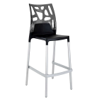 Барний стілець Papatya Ego-Rock чорне сидіння, верх прозоро-димчастий