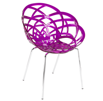 Крісло Papatya Flora-ML прозоро-пурпурове сидіння, ніжки хром