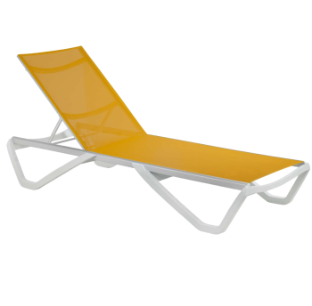 Шезлонг Papatya Wave белый 01, сетка желтая 5017