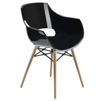 Крісло Papatya Opal-Wox чорне, рама натуральний бук