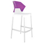 Барний стілець Papatya Ego-S біле сидіння, верх прозоро-пурпурний