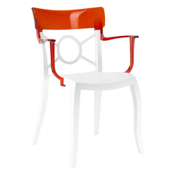 Крісло Papatya Opera-K сидіння біле, верх прозоро-червоний