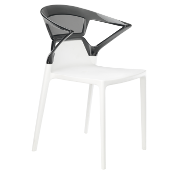 Кресло Papatya Ego-K белое сиденье, верх прозрачно-дымчатый