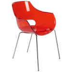 Кресло Papatya Opal прозрачно-красное, база хром