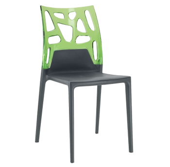 Стул Papatya Ego-Rock антрацит сиденье, верх прозрачно-зеленый