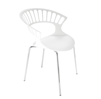 Кресло Papatya Tiara белый, база хром