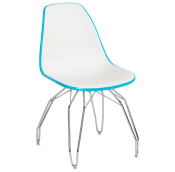 Стілець Tilia Eos-M ніжки металеві хромовані бірюзовий - біла слонова кістка